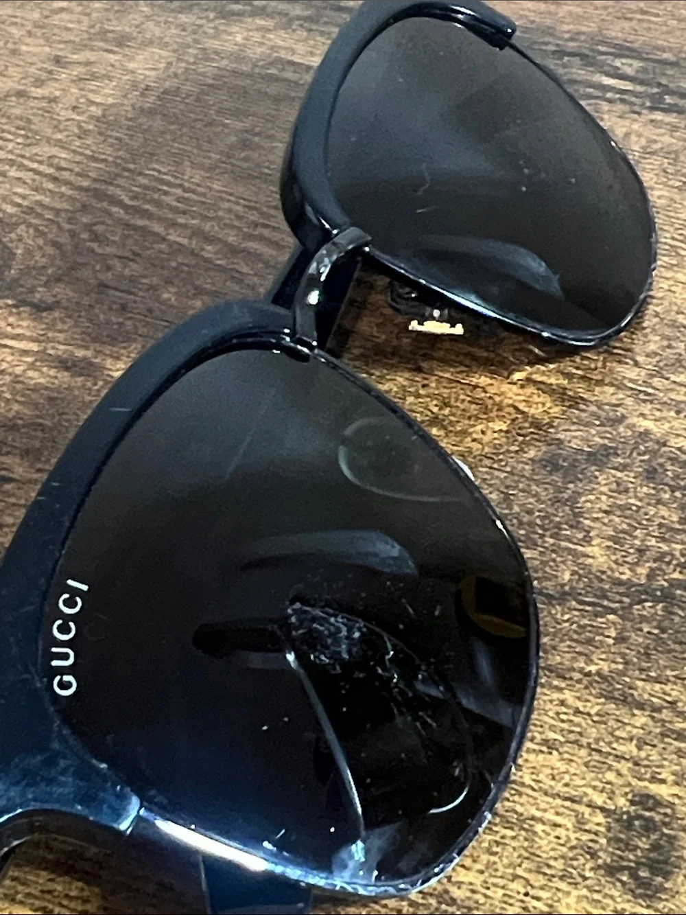 Gucci Black Sunglasses with Gold and Green Accents
